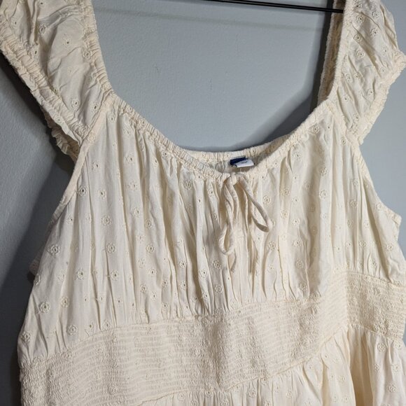 NWT Old Navy Womens XXL Cap Mini Dress Ivory Cottagecore Boho Ruffle Eyelet NEW - Picture 7 of 7